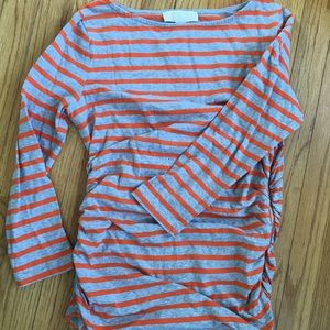 Ruche Quarter Sleeve Michaels Kors Shirt w/ zipper detailing and stripes